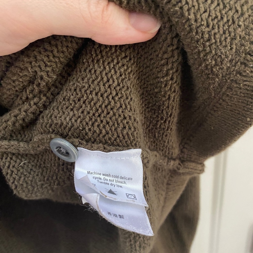 Eddie Bauer Henley Pullover Sweater Mens XL Green Cotton Chunky Farm Outdoor - Picture 7 of 8